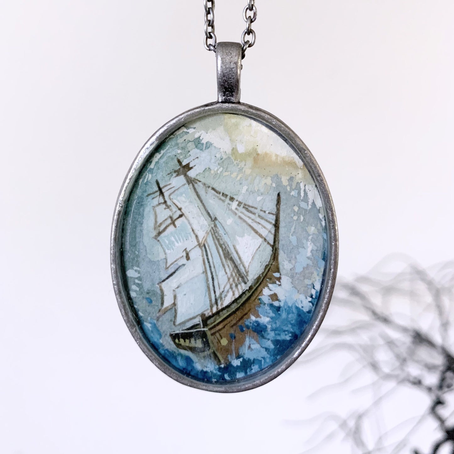 Eye of the Hurricane // Hand-Painted Watercolor Pendant