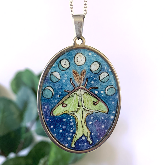 Luna // Hand-painted Watercolor Pendant