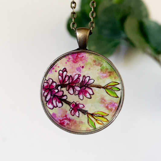 Flowering Judas // Hand-painted Watercolor Pendant