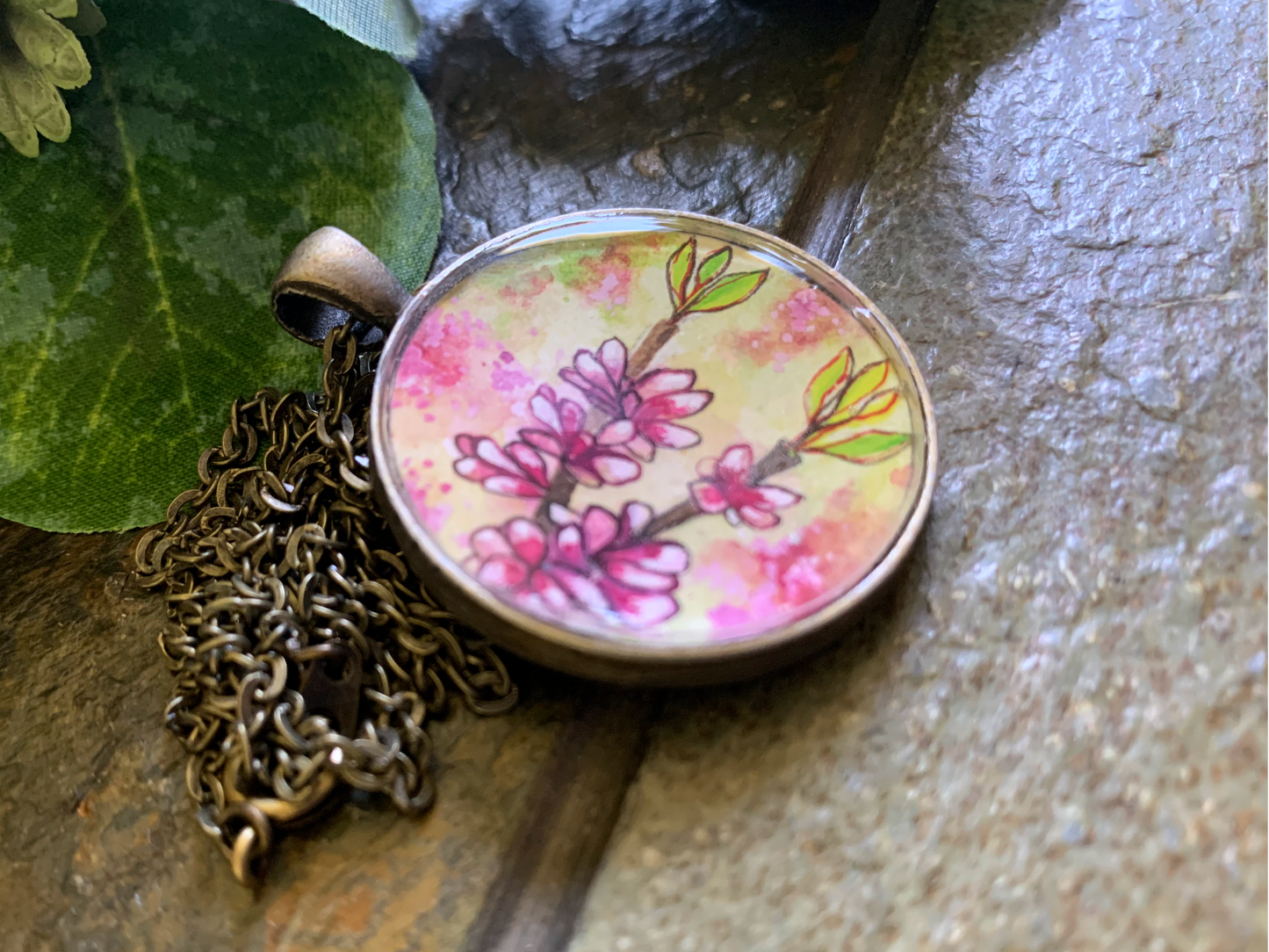 Flowering Judas // Hand-painted Watercolor Pendant