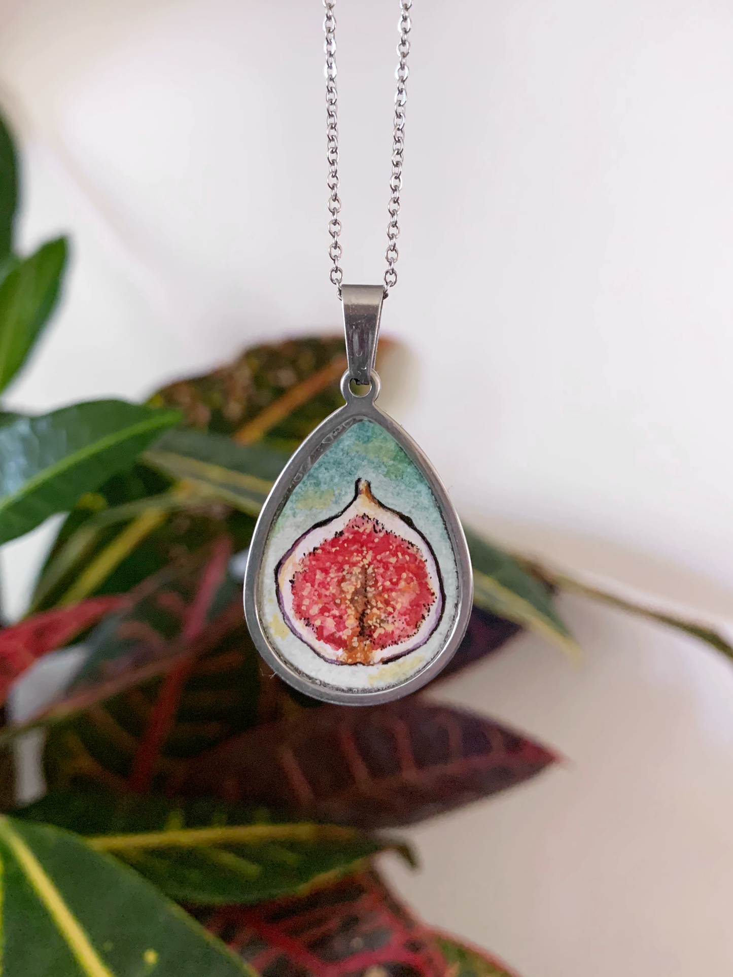 Fig // Hand-painted Watercolor Pendant