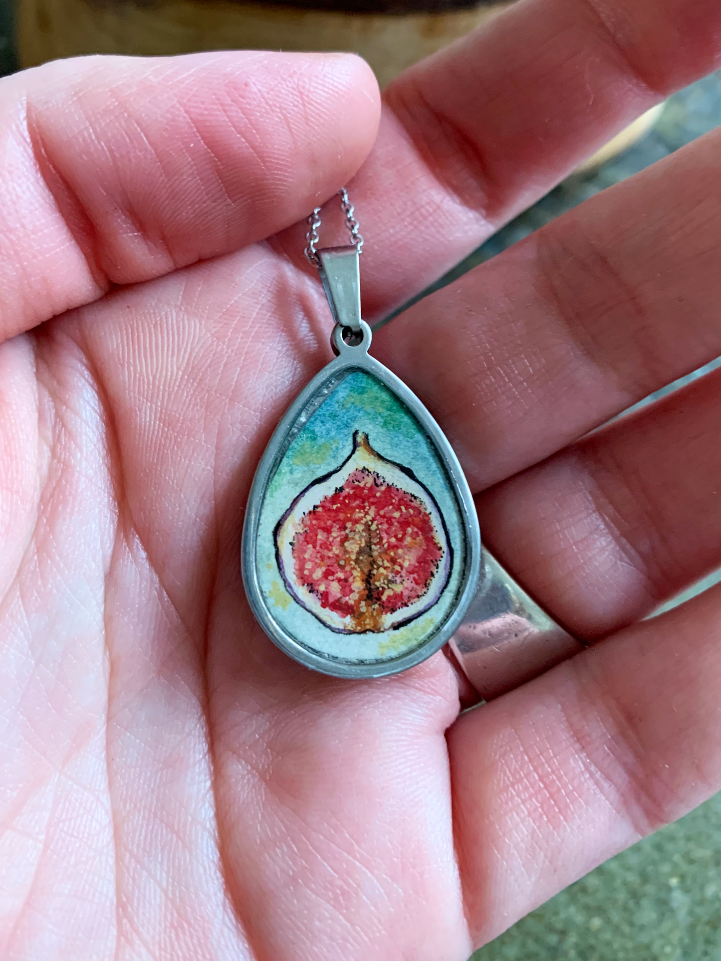 Fig // Hand-painted Watercolor Pendant