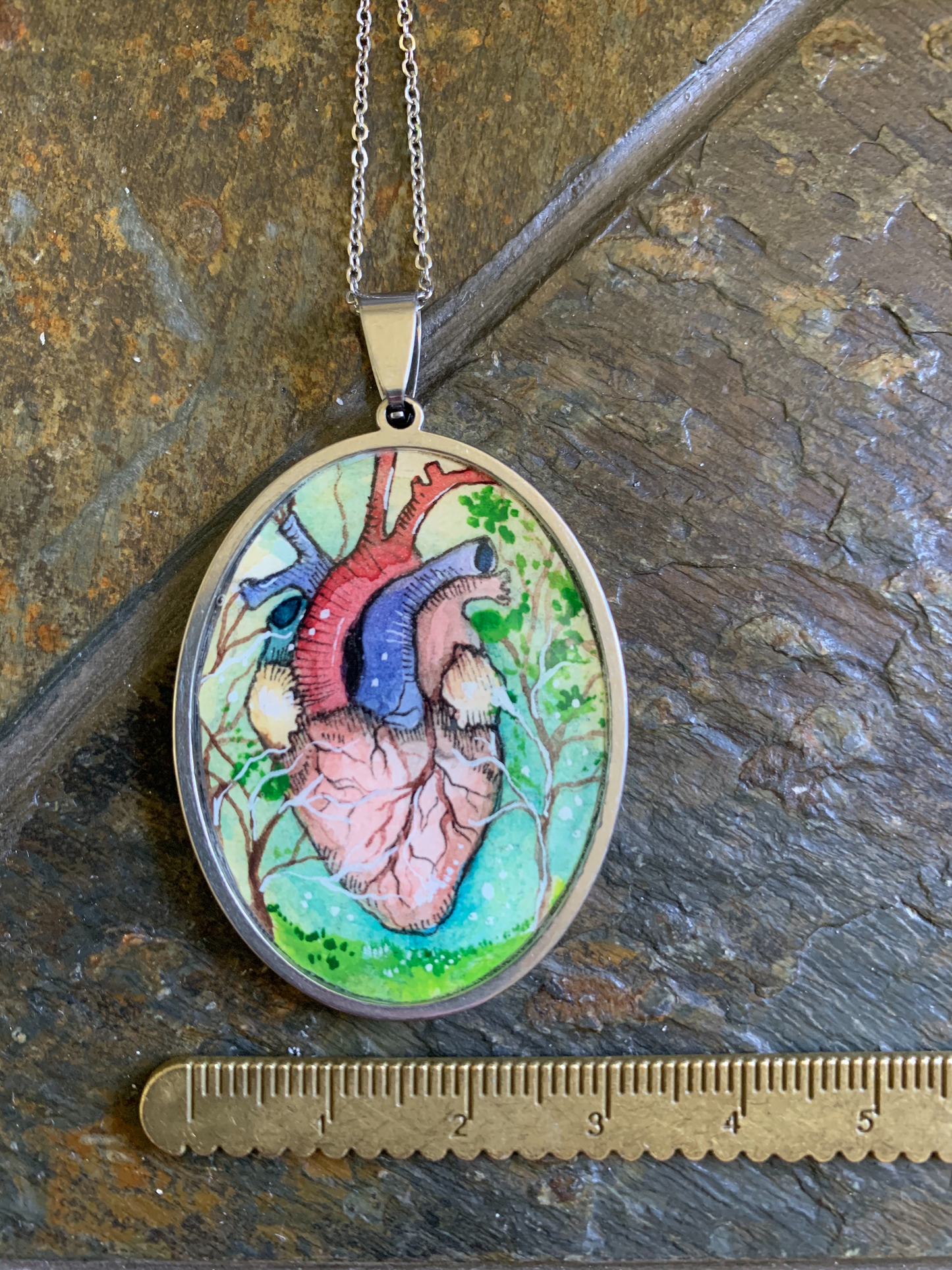 Flourishing Heart // Hand-painted Watercolor Pendant