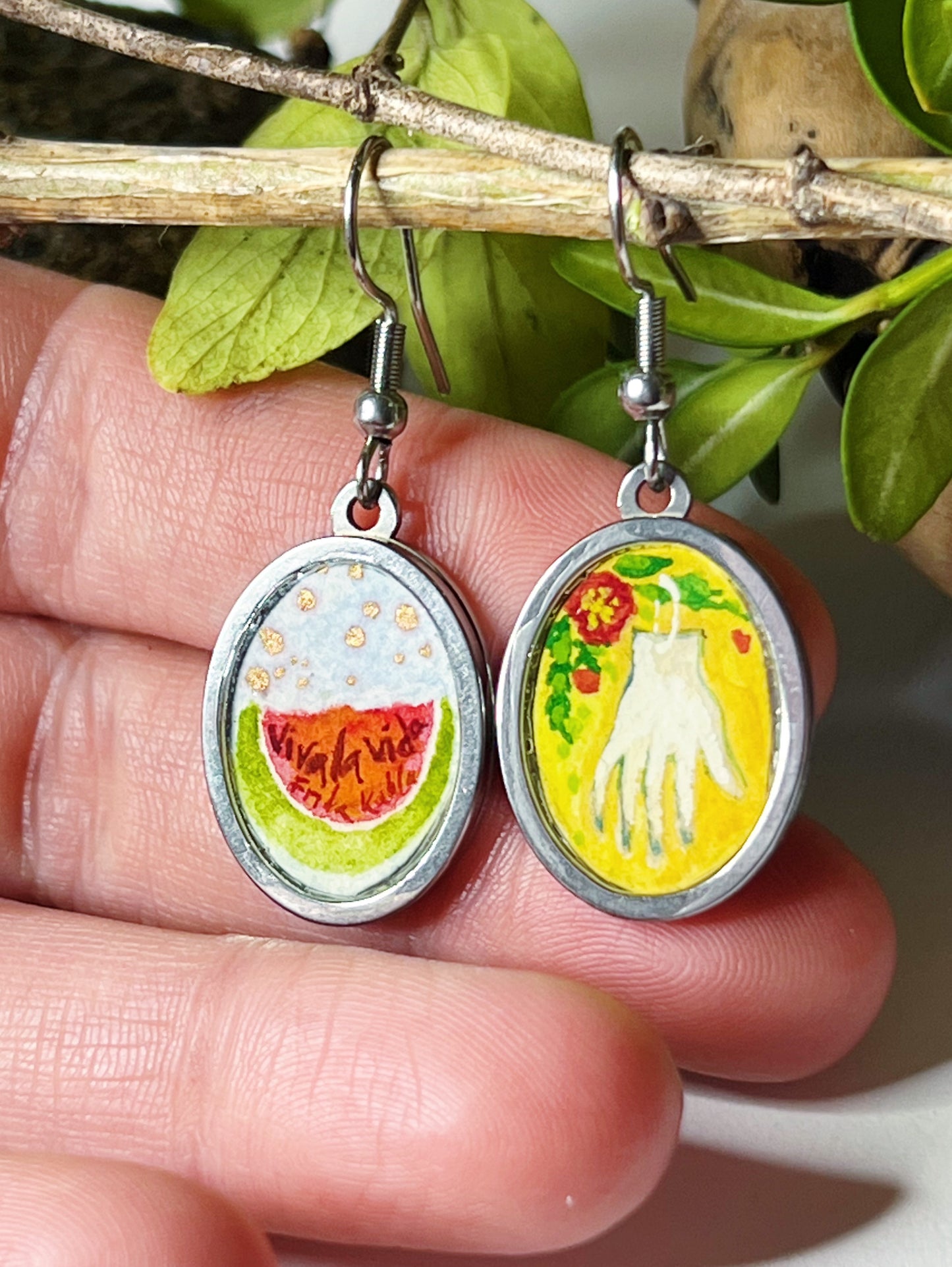 Frida // Hand-painted Watercolor earrings