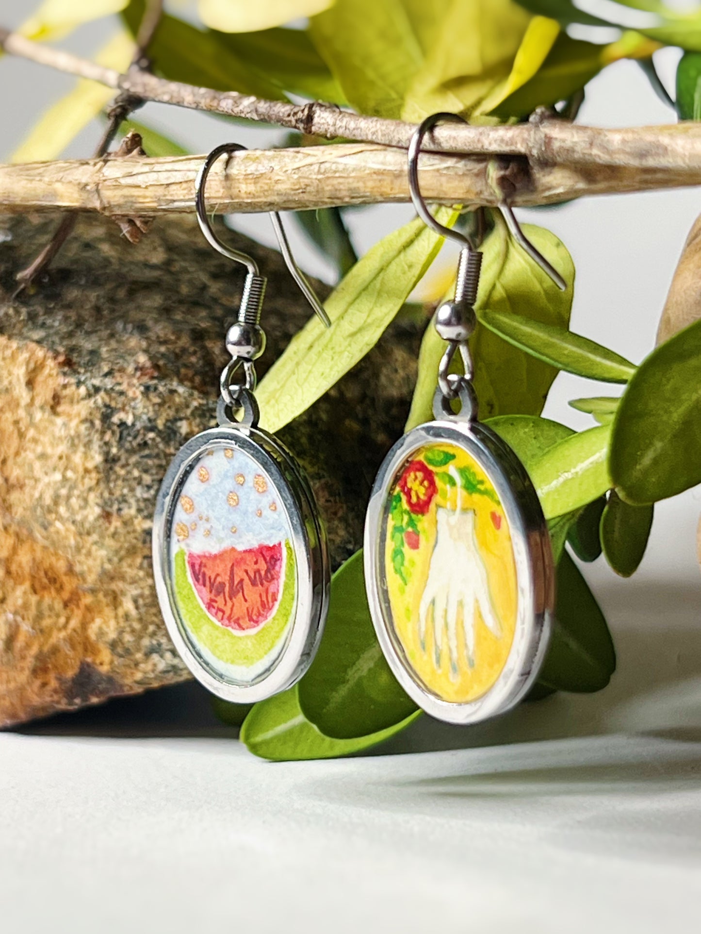 Frida // Hand-painted Watercolor earrings