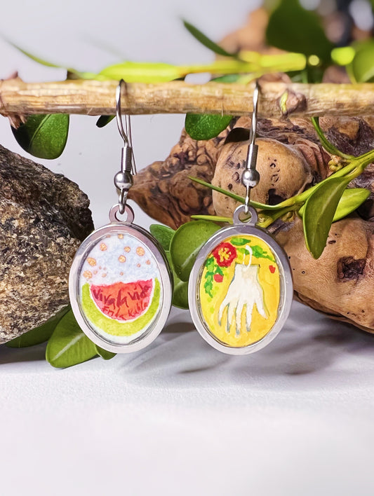 Frida // Hand-painted Watercolor earrings