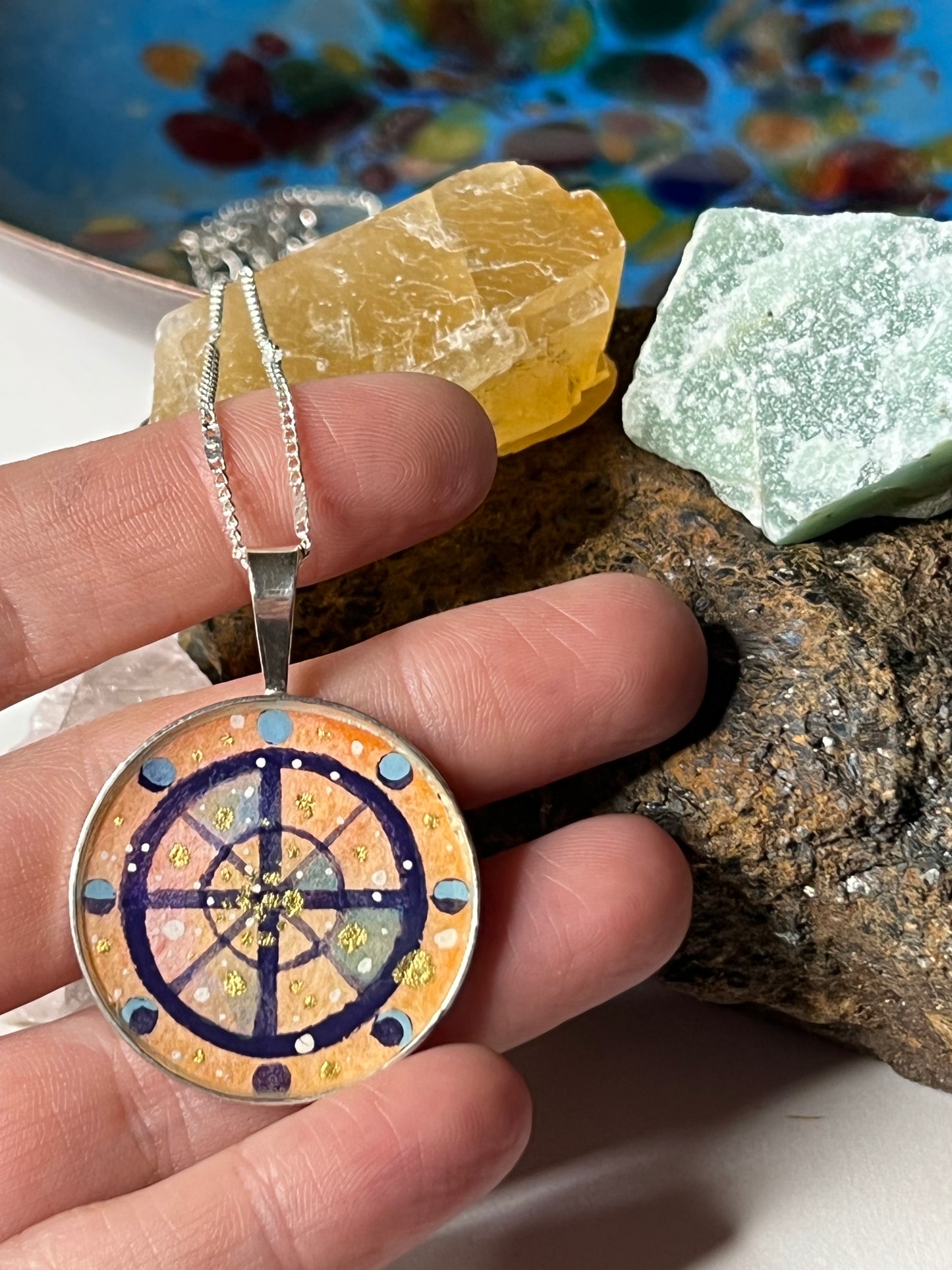 The Wheel of Fortune // Hand-painted Watercolor Pendant