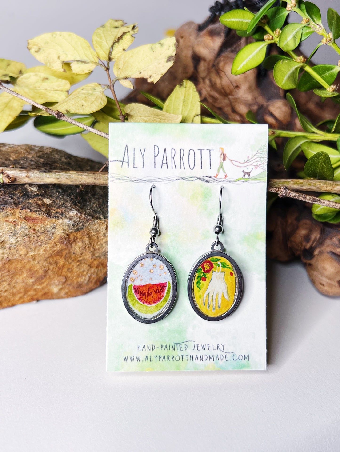 Frida // Hand-painted Watercolor earrings